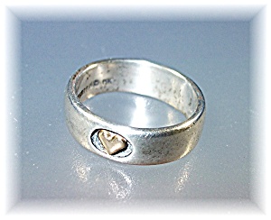 Ring 14k Sterling Silver Heart Band Ring