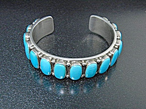 Navajo Sterling Silver Sleeping Beauty Turquoise Bracel