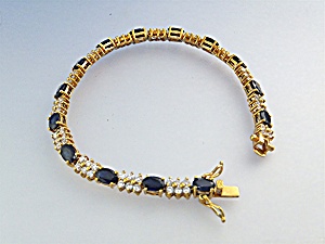 Bracelet Sterling Silver Gold Vermeil Sapphire Cz