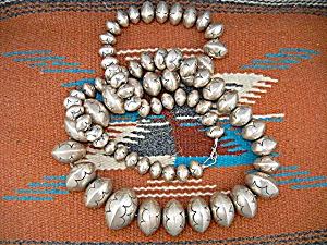 Native American Sterling Silver Beads 60s 208 Grams Sig