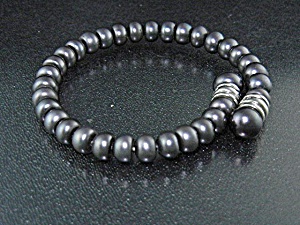 Freshwater Grey Pearls Sterling Silver Coil Bracelet
