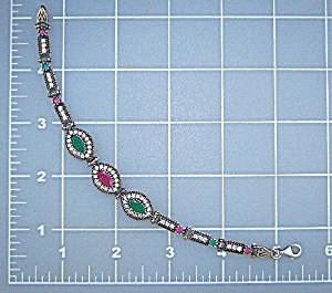 Emerald Ruby Cz Sterling Silver Bracelet India