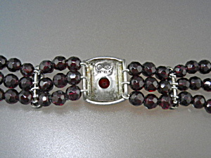 Marquisite Sterling Silver Garnets Bracelet
