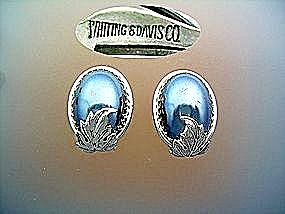 Whiting And Davis Clip Earrings Silvertone & Hematite
