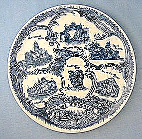 Denver Colorado Plate Porcelain Blue Souvenir