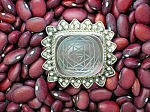 Sterling Silver Etched Crystal Brooch Pin Marked 925
