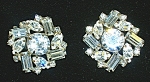 WEISS Round Crystal Marquise Emerald Cut Clip Earrings