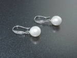 Freshwater 9mm Pearls CZ Sterling Silver Earrings