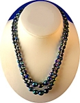 Bead Necklace, Blue Black faceted glass beads