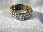 Vintage Crystal & Brass Adjustable Bangle Bracelet