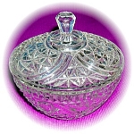 VINTAGE PRESSED GLASS COVERED CANDY DISH