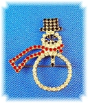 Vintage Crystal Claw Set Snowman Brooch Pin