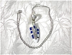 Sterling Silver Blue Lapis  Opal Arrow Inlay Pendant