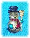 Signed SFL Snowman Christmas Brooch Pin