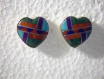Native American Sterling Silver Inlaid Heart Post
