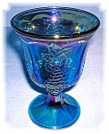 Blue Carnival Glass Grape Pattern  Wine Glass