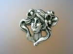 Sterling Silver Art Deco Lady Brooch