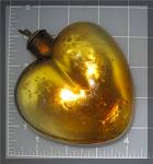 Christmas Gold Glass Hand Blown Heart Ornament  4 Inch