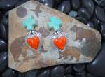 David Troutman Apple Coral Turquoise Sterling Silver Ea