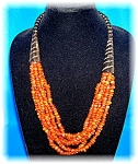 6 Strand Amber ? Horn Bead Ethnic  Necklace