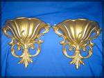 Wall Sconces,or Wall Pocket, pair, in gold tone