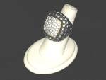Ring Sterling Silver Pave CZ Square Designer Look Ring