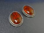 Baltic Amber Sterling Silver Large Clip Earrings