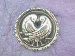 Sterling Silver 60s Doves Birds Brooch Pin Large 