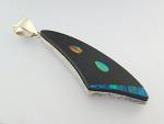 Pendant Sterling Silver Onyx Opal Signed TS