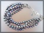 Bracelet Black Freshwater Pearls Sterling Silver Clasp