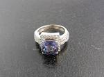 White Sapphires Purple Spinel Sterling Silver Ring 