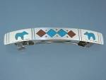 Navajo Hair Barrette Sterling Silver Coral Turquoise
