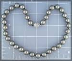 Grey Shell 11mm Pearl Necklace Crystal Clasp
