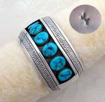 Navajo Sterling Silver Turquoise Cuff Johnson Yazzie  