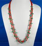 Navajo Coral and Turquoise 2 Strands Sterling Points