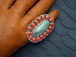Carico Lake Turquoise Coral Sterling Silver P Yazzie Ri
