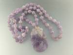 Necklace Purple Jade/Crystal Beads and Pendant 