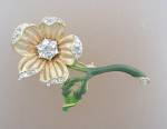 NOLAN MILLER Enamel and Crystal Flower brooch