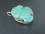 Navajo Carved Turquoise Frog Sterling Silver Pendant 