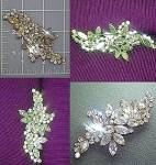 Crystal brooch pin marquise and rounds Vintage