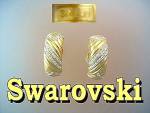 SWAROVSKI Clip Earrings half hoop crystals & gold tone