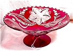 STAINED RUBY GLASS  FOOTED COMPOTE