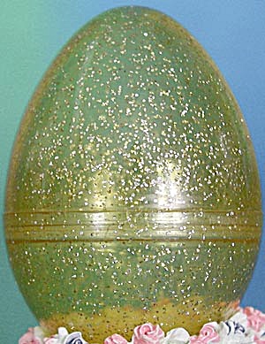 Vintage Hallmark Yellow Glitter Egg Candy Container