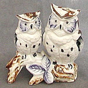 Vintage Blue & Brown China Owls