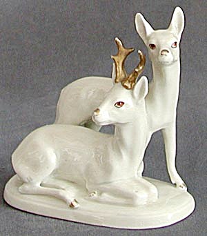 Victorian German White Stag And Doe