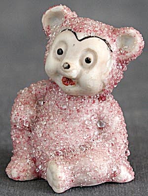 Vintage Pink Bear Sitting Figurine