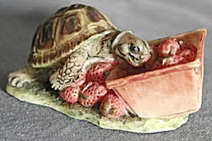 Tortoise Eating Strawberries From A Crate