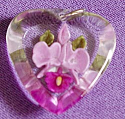 Vintage Lucite Reverse-carved Orchid Pin
