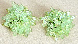 Vintage Iridescent Sea Green Flake Earrings
