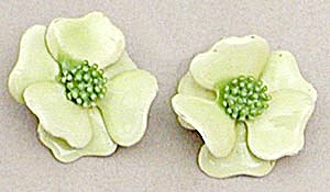 Vintage Lime Green Flower Earrings